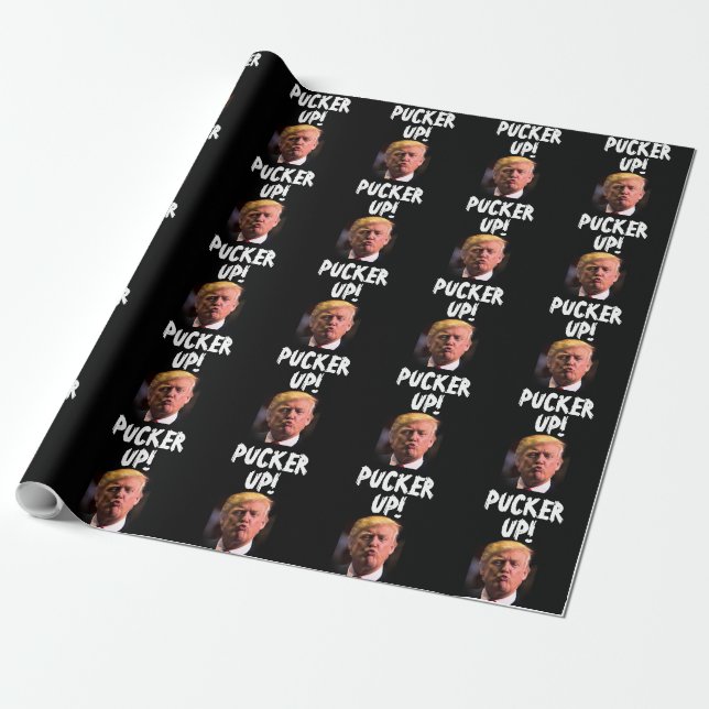 PAPEL DE REGALO DONALD TRUMP KISS FUNNY (Desenrollado)