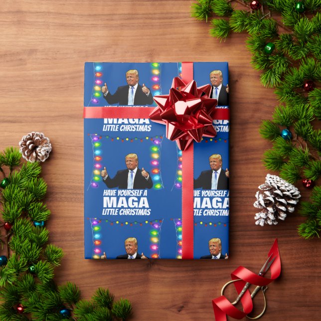 Papel De Regalo DONALD TRUMP MAGA PEQUEÑOS Navidades (Regalo de vacaciones)