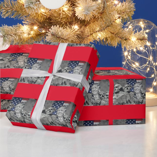 PAPEL DE REGALO DONALD TRUMP MT.RUSHMORE NAVIDADES ESCRIBIENDO PAP (Vacaciones)