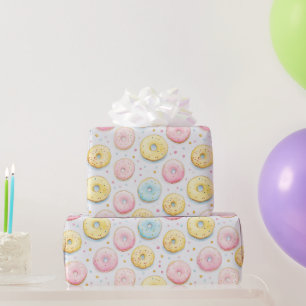 Papel De Regalo Donas Azules Rosadas Amarillas Cumpleaños