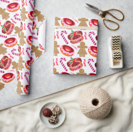 Papel De Regalo Donas glaseadas rosadas bastones de caramelo girls