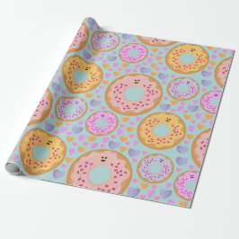 Papel De Regalo Donas y Corazones Pastelitos Lindos