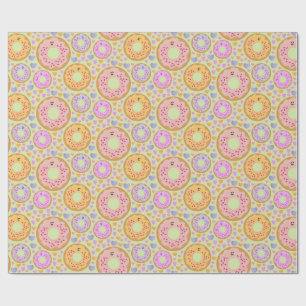 Papel De Regalo Donas y Corazones Pastelitos Lindos