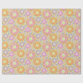 Papel De Regalo Donas y Corazones Pastelitos Lindos