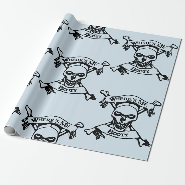 Papel De Regalo ¿Dónde está el cráneo y los huesos cruzados? (Desenrollado)