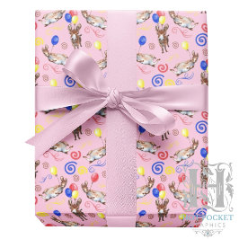 Papel De Regalo Donkey Birthday Wrapping Paper in Pink
