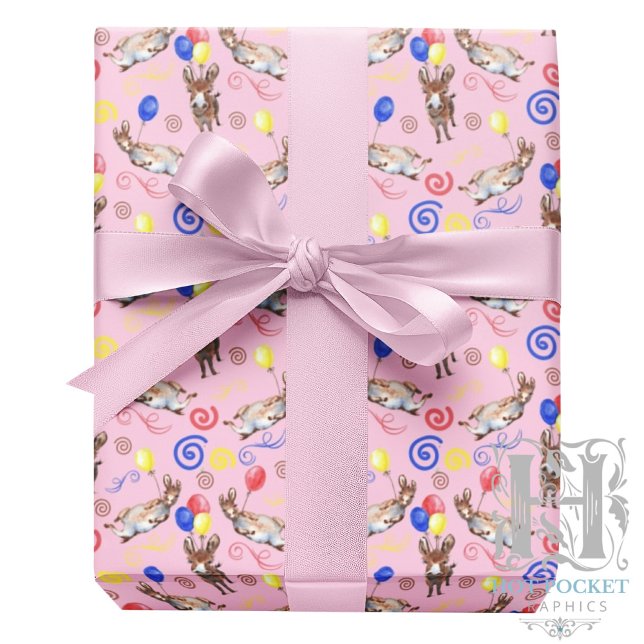 Papel De Regalo Donkey Birthday Wrapping Paper in Pink (Subido por el creador)