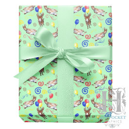 Papel De Regalo Donkey Wrapping Paper in Green