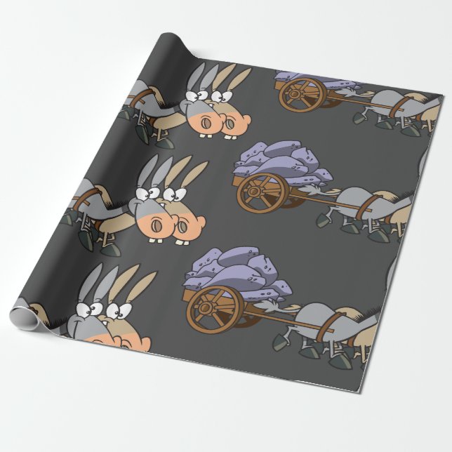 Papel De Regalo Donkies que tira de un carro (Desenrollado)