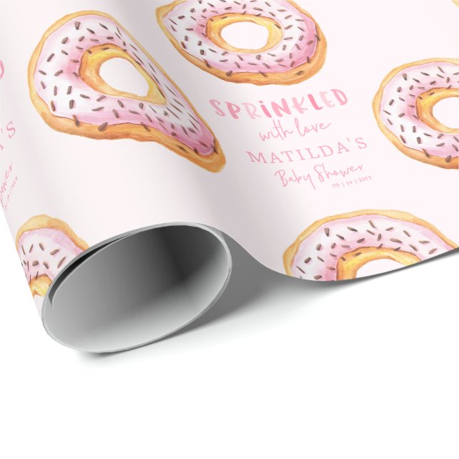 Papel De Regalo donut baby ducha rosa chica bienvenida (Esquina del rollo)