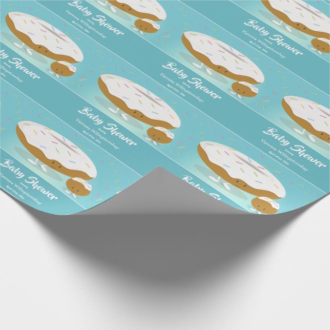 Papel De Regalo Donut Hole Sprinkles Food Blue Baby Shower (Esquina)