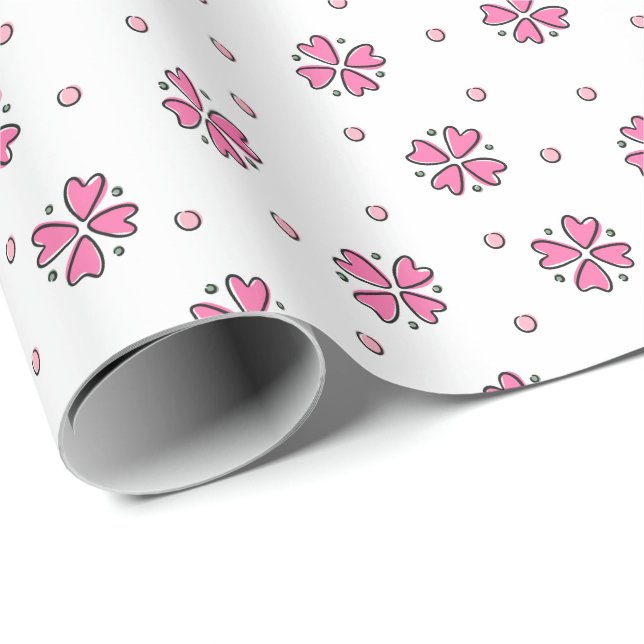 Papel De Regalo Doodle Daisies and Dots (Esquina del rollo)