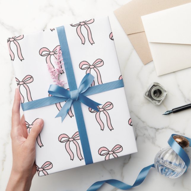 Papel De Regalo Doodle de Bow rosado (Regalar)