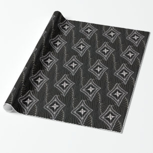 Papel De Regalo Doodle de cometa Kite Abstract de diamante negro