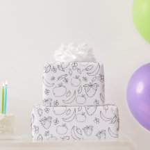 Papel de Regalo Doodle de Frutas Caprichosas
