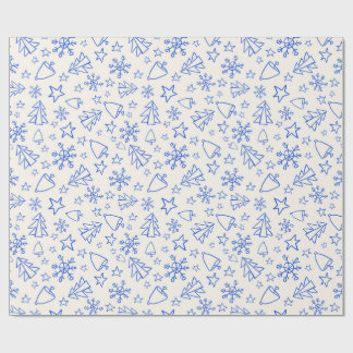 Papel de regalo Doodle de Navidad Azul