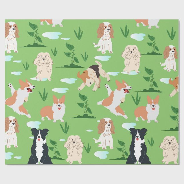 Papel De Regalo Doodle de perro (Superficie plana)