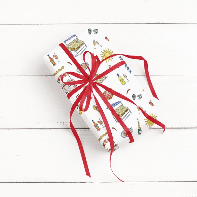 Papel De Regalo Doodle de verano italiano mediterráneo (Subido por el creador)