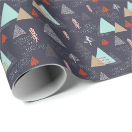 Papel De Regalo Doodle escandinavo de árbol de Navidad personaliza