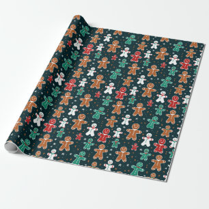 Papel De Regalo Doodle Gingerbread Men