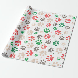 Papel De Regalo Doodle huellas de patas Navidad