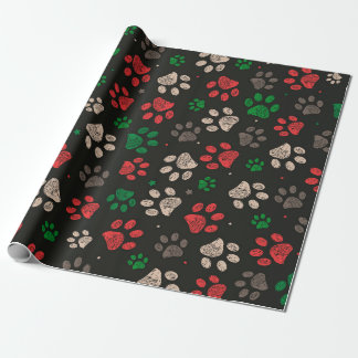 Papel De Regalo Doodle huellas de patas Navidad