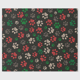 Papel De Regalo Doodle huellas de patas Navidad