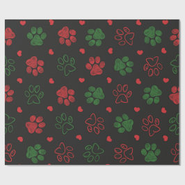 Papel De Regalo Doodle huellas de patas Navidad