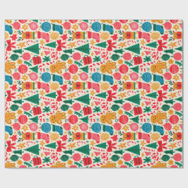Papel De Regalo Doodle Navideño Adorable - Pan de Jengibre Reno