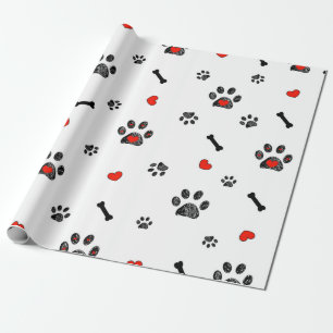 Papel De Regalo Doodle patas y huesos
