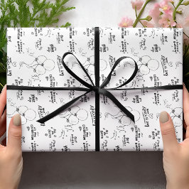 Papel De Regalo Doodle retro globo moderno feliz cumpleaños