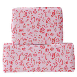 Papel De Regalo Doodle rojo y rosado esgrimido de vacaciones