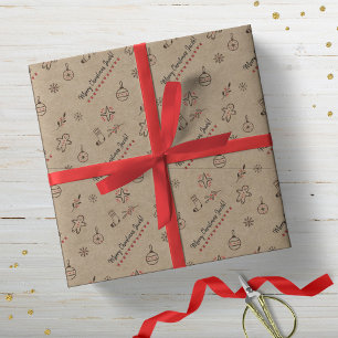 Papel De Regalo Doodles Brown, Navidades con estilo Kraft personal