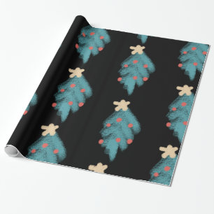 Papel De Regalo Doodles de árbol de Navidad en pizarra