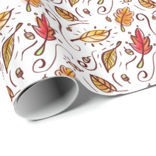 Papel De Regalo Doodles de la caída de la acuarela