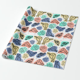 Papel De Regalo Doodles de Océano Narval Caballito de Mar Tortuga