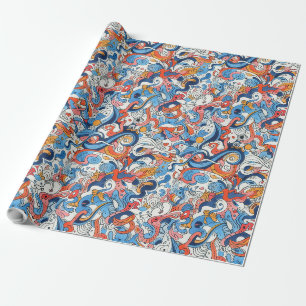 Papel De Regalo Doodles dibujados a mano aleatoria