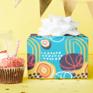 Papel De Regalo Doodles Funky En Aqua