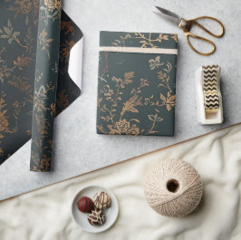 Papel de regalo dorado barroco | Floral