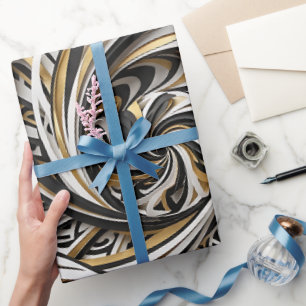 Papel de regalo dorado de escalera en espiral abst