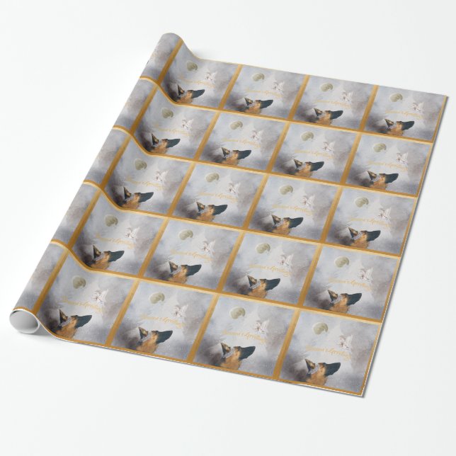 Papel De Regalo Dorado de vacaciones de invierno de Shepherd en Al (Desenrollado)
