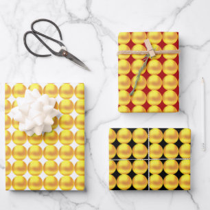 Papel de regalo dorado elegante juego de 3 láminas