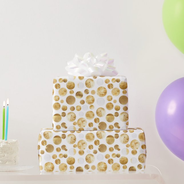 Papel De Regalo Dorado Glam Abstract Dots Cumpleaños (Regalos de fiesta)