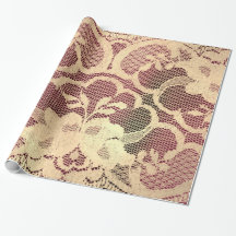 Dorado Metálico Sepia Lujo Floral Lace Borgoña