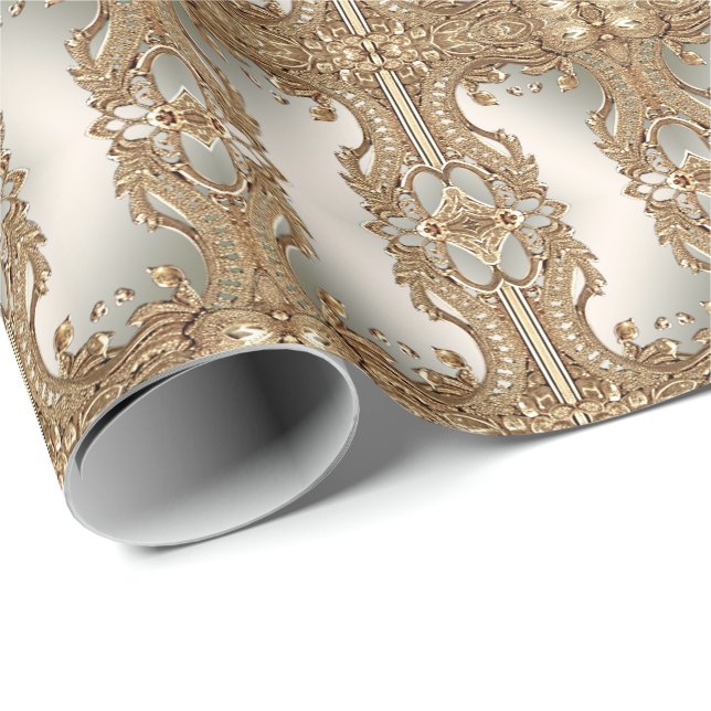 Papel de regalo dorado ornamentado (Esquina del rollo)