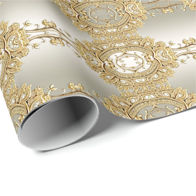 Papel de regalo dorado ornamentado (Esquina del rollo)
