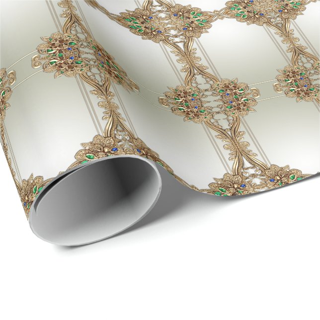 Papel de regalo dorado ornamentado elegante (Esquina del rollo)