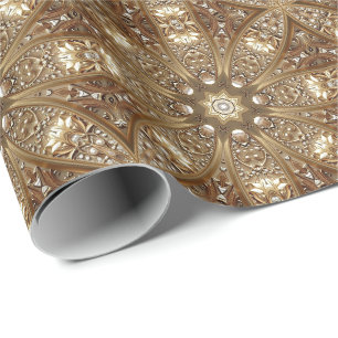 Papel de Regalo Dorado Ornamental
