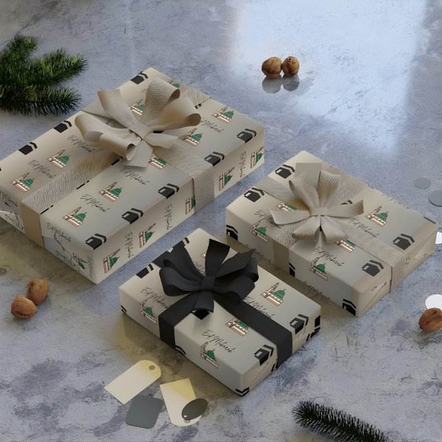 Papel de regalo dorado para Eid | Diseño de la Kaa (Subido por el creador)