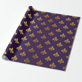 Papel De Regalo Dorado Royal Fior De Lise Ornament Heraldic Indigo